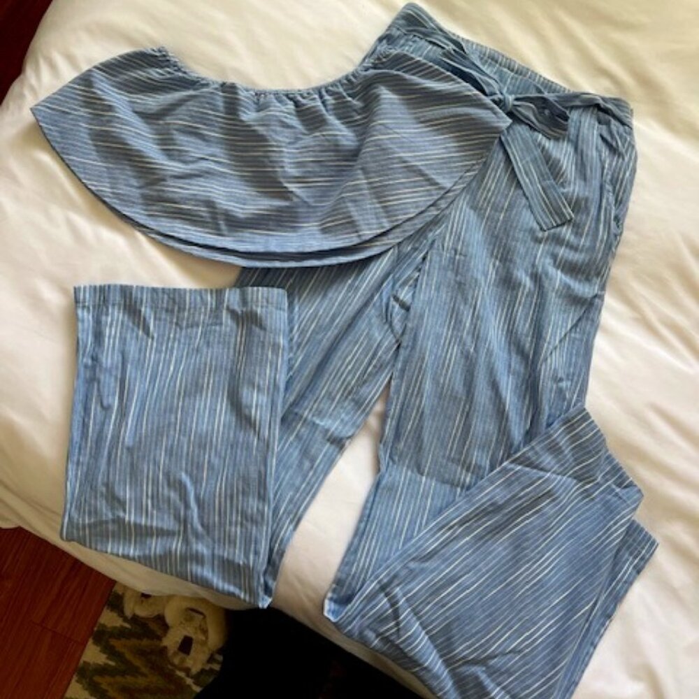 love + harmony 2 piece striped set (pants + top) size M